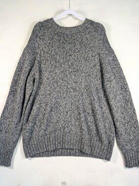 Mens 100% Cashmere Crewneck Sweater XL Gray Marled 2 Ply Pullover Grayson & Dunn